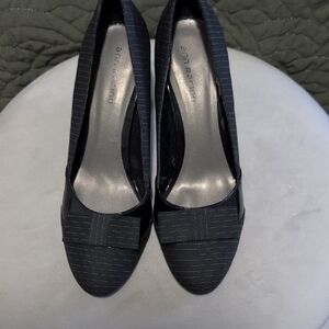 Ann Marino Striped Black Heels